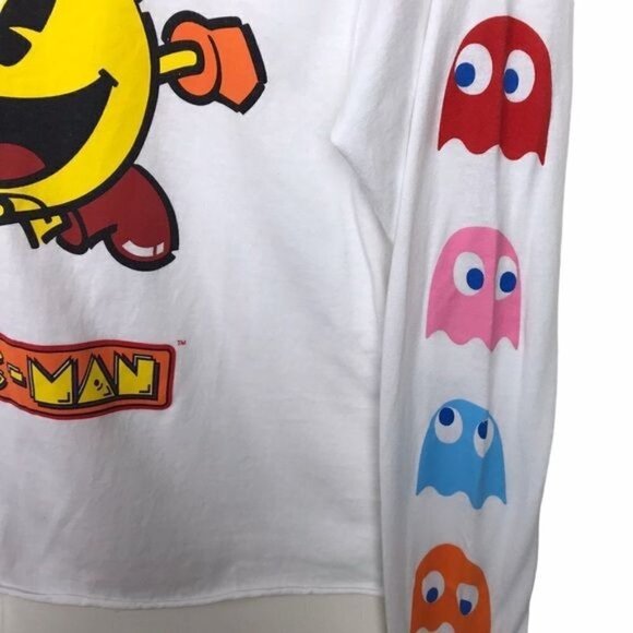 PacMan White Long Sleeve Japanese Graphic Tee T Shirt Small - Picture 4 of 7
